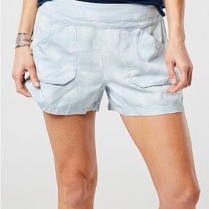 CARVE Designs Jaimie Shorts Pull On Elastic Waist Summer Chambray Print Size 8